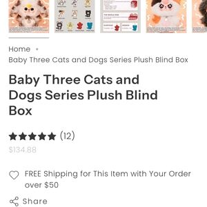 Baby Three Cats and Dogs Series Plush Blind Box - Cream and Brown